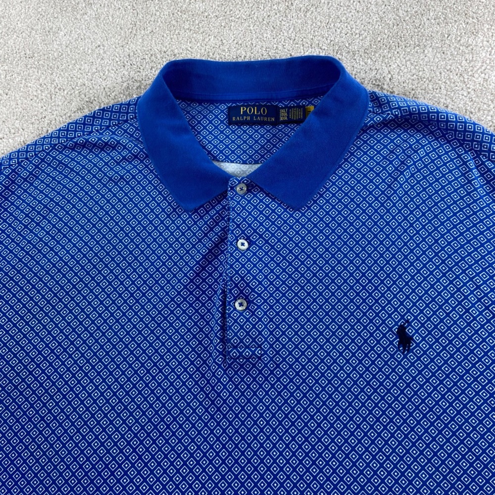 Polo Ralph Lauren Polo Mens 3XLT Blue Geometric Diamond Print Short Sleeve